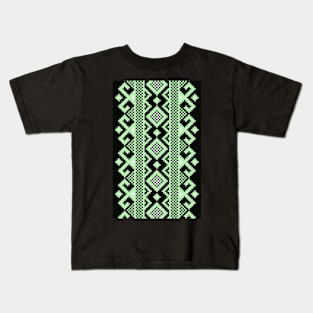 Green Crochet Pattern Kids T-Shirt